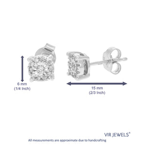 1/4 cttw Stud Earrings for Women, Round Lab Grown Diamond Stud Earrings in .925 Sterling Silver, Prong Setting