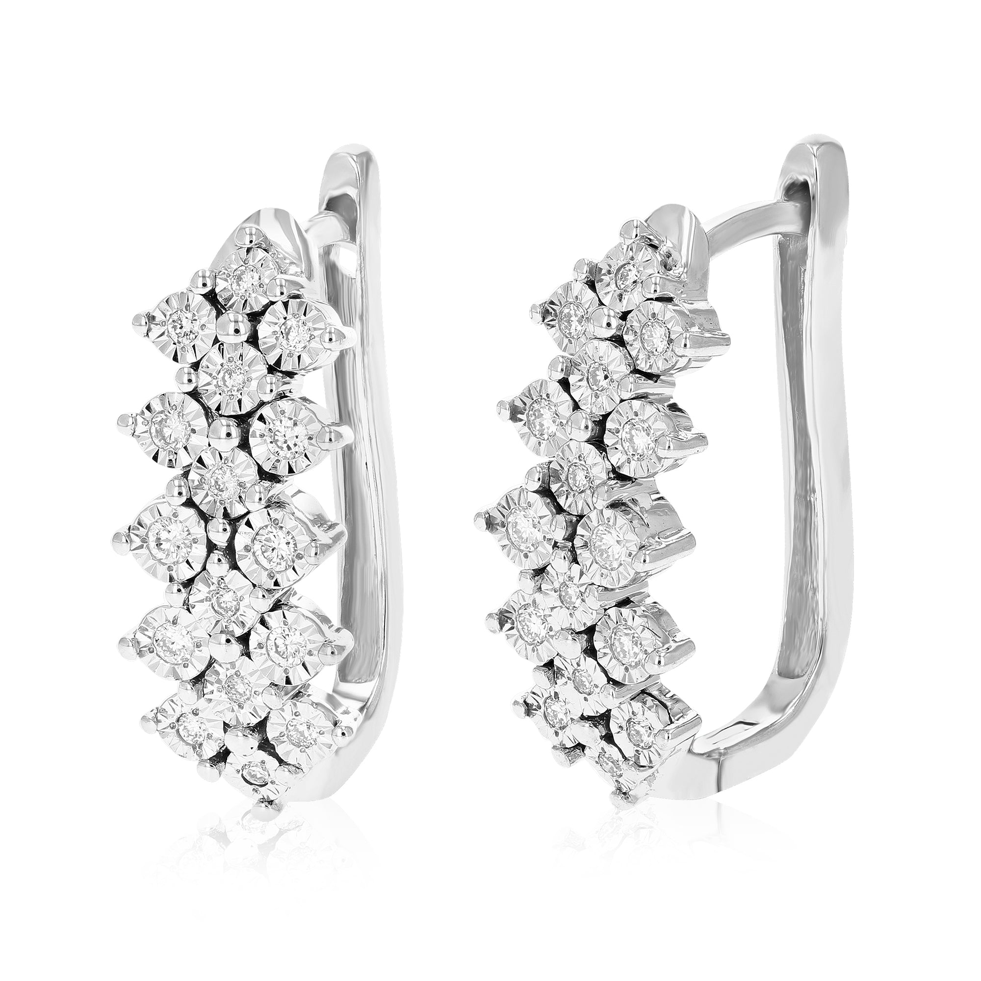 1/5 cttw Diamond Hoop Earrings for Women, Round Lab Grown Diamond Earrings in .925 Sterling Silver, Prong Setting, 3/4 Inch