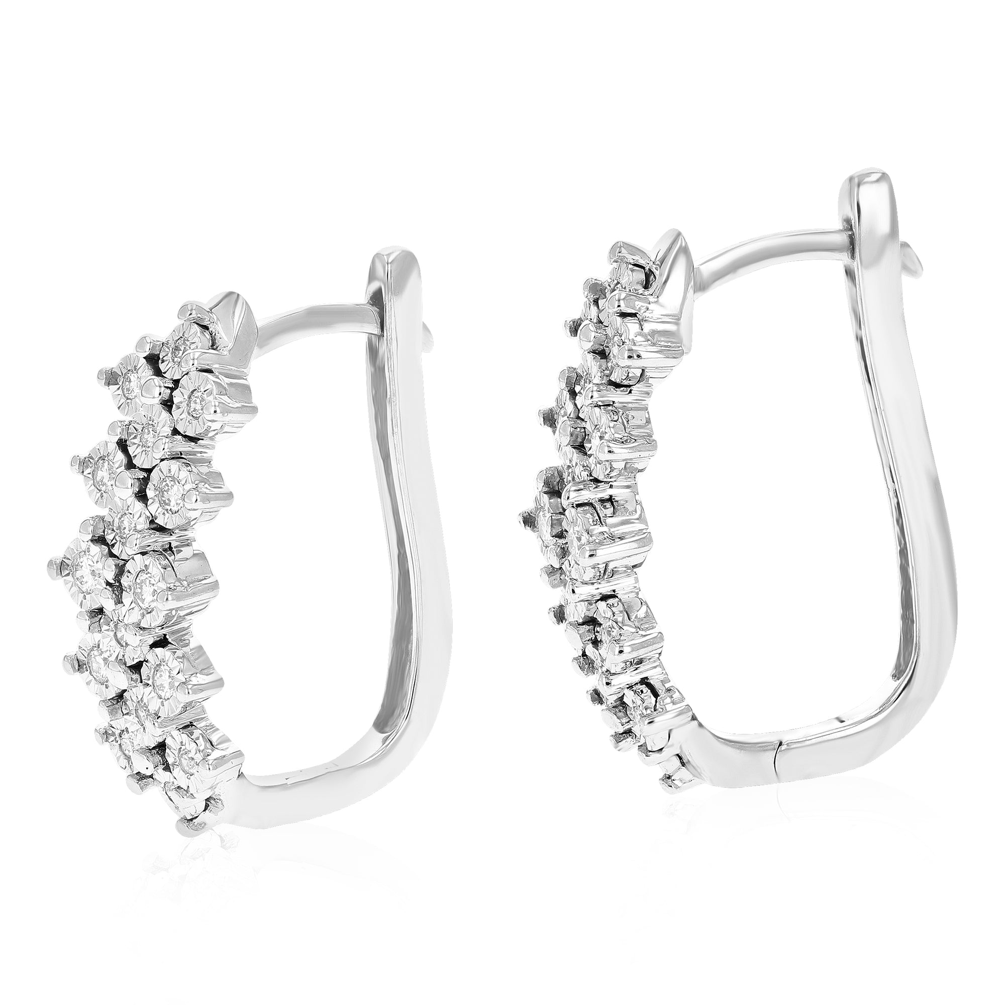 1/5 cttw Diamond Hoop Earrings for Women, Round Lab Grown Diamond Earrings in .925 Sterling Silver, Prong Setting, 3/4 Inch