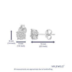 1/8 cttw Stud Earrings for Women, Round Lab Grown Diamond Stud Earrings in .925 Sterling Silver, Prong Setting