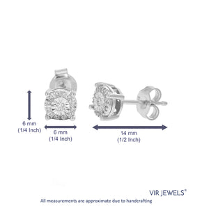 1/8 cttw Stud Earrings for Women, Round Lab Grown Diamond Stud Earrings in .925 Sterling Silver, Prong Setting