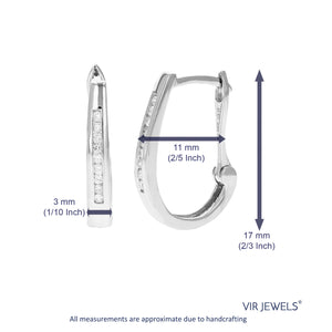 1/8 cttw Diamond Hoop Earrings for Women, Round Lab Grown Diamond Earrings in .925 Sterling Silver, Channel Setting, 3/4 Inch