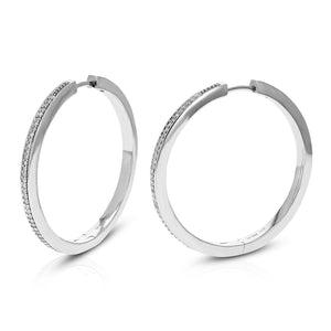 1/4 cttw Diamond Hoop Earrings for Women, Round Lab Grown Diamond Earrings in .925 Sterling Silver, Prong Setting, 1 1/4 Inch