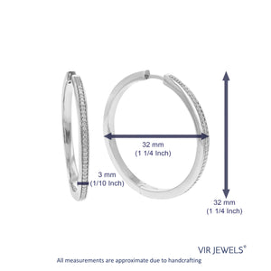 1/4 cttw Diamond Hoop Earrings for Women, Round Lab Grown Diamond Earrings in .925 Sterling Silver, Prong Setting, 1 1/4 Inch