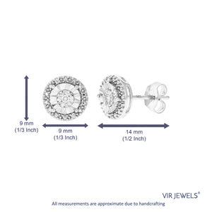 1/8 cttw Stud Earrings for Women, Round Lab Grown Diamond Stud Earrings in .925 Sterling Silver, Prong Setting
