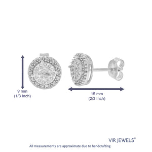 1/4 cttw Stud Earrings for Women, Round Lab Grown Diamond Stud Earrings in .925 Sterling Silver, Prong Set, 2/3 Inch