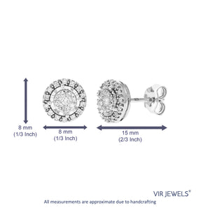 1/4 cttw Stud Earrings for Women, Round Lab Grown Diamond Stud Earrings in .925 Sterling Silver, Prong Set, 2/3 Inch