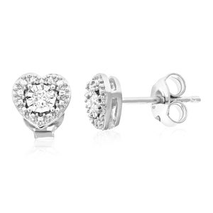 1/10 cttw Stud Earrings for Women, Round Lab Grown Diamond Stud Earrings in .925 Sterling Silver, Prong Setting