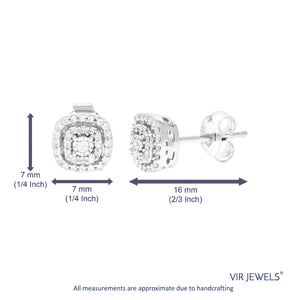 1/5 cttw Stud Earrings for Women, Round Lab Grown Diamond Stud Earrings in .925 Sterling Silver, Prong Setting