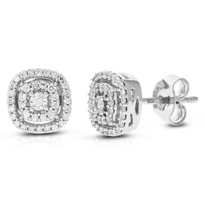 1/4 cttw Stud Earrings for Women, Round Lab Grown Diamond Stud Earrings in .925 Sterling Silver, Prong Setting