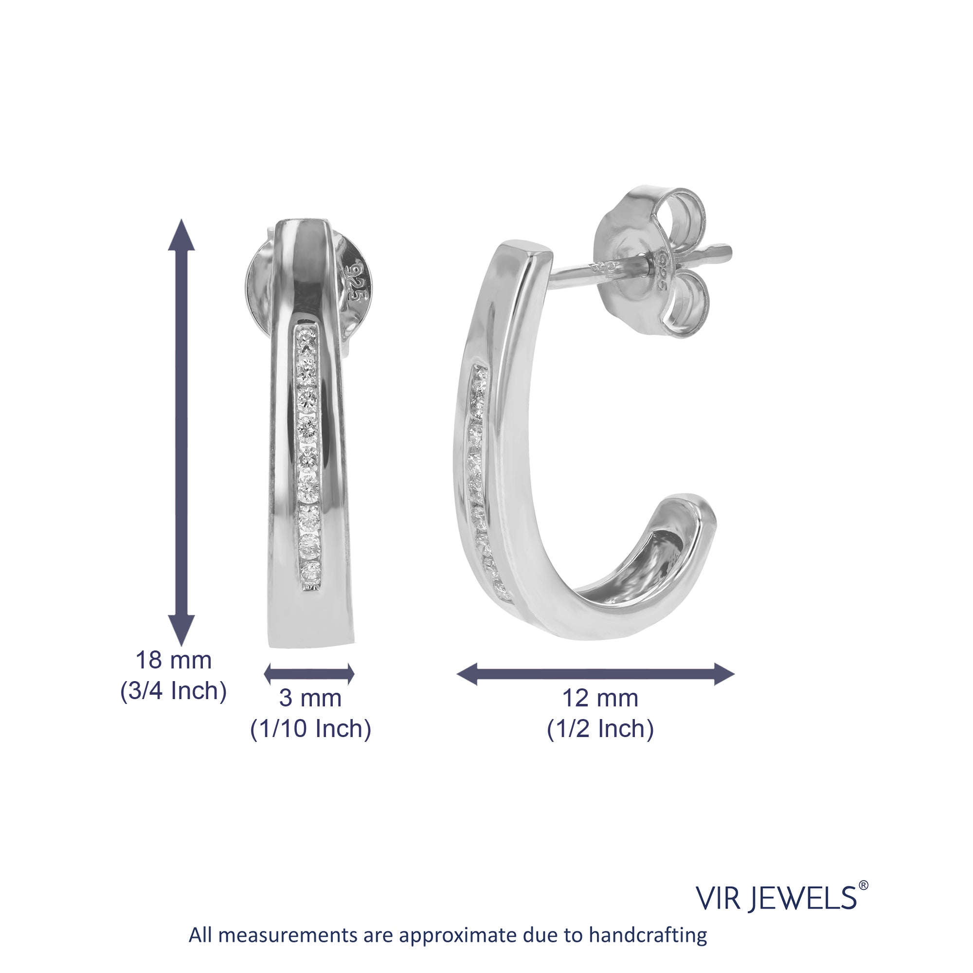 Channel Diamond Semi Hoop Earrings