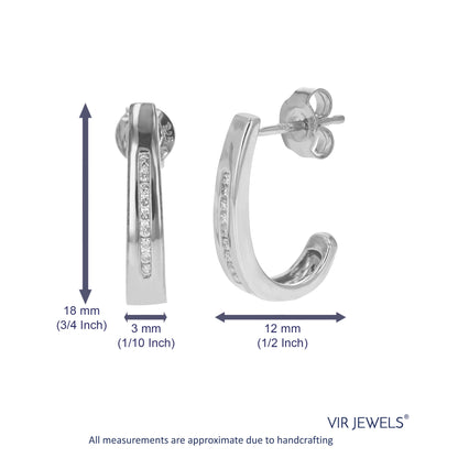 Channel Diamond Semi Hoop Earrings