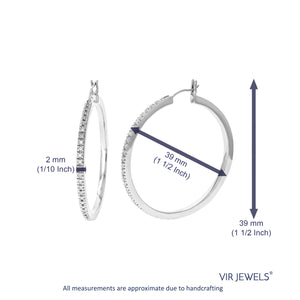 1/4 cttw Diamond Hoop Earrings for Women, Round Lab Grown Diamond Earrings in .925 Sterling Silver, Prong Setting, 1 2/3 Inch
