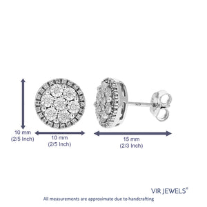 1/5 cttw Stud Earrings for Women, Round Lab Grown Diamond Stud Earrings in .925 Sterling Silver, Prong Setting