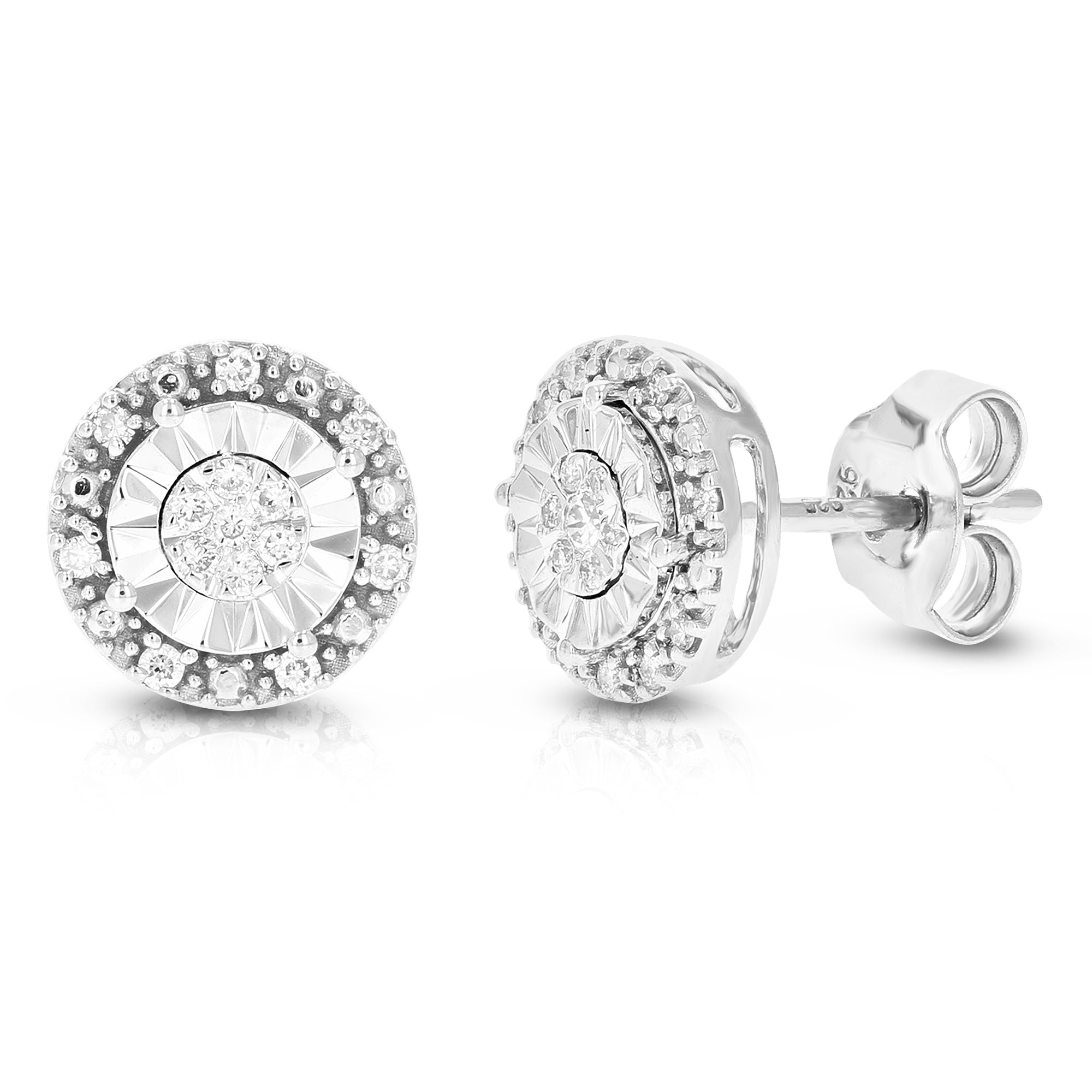 1/5 cttw Stud Earrings for Women, Round Lab Grown Diamond Stud Earrings in .925 Sterling Silver, Prong Setting