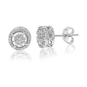 1/5 cttw Stud Earrings for Women, Round Lab Grown Diamond Stud Earrings in .925 Sterling Silver, Prong Setting