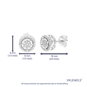 1/5 cttw Stud Earrings for Women, Round Lab Grown Diamond Stud Earrings in .925 Sterling Silver, Prong Setting