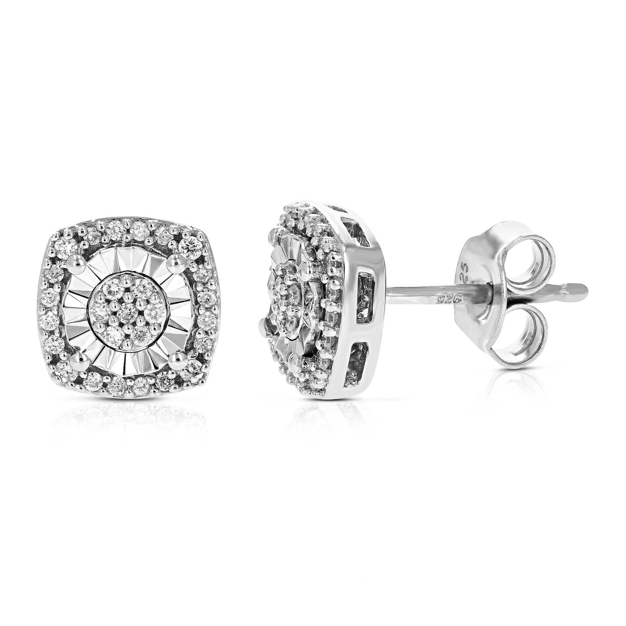 1/5 cttw Stud Earrings for Women, Round Lab Grown Diamond Stud Earrings in .925 Sterling Silver, Prong Setting