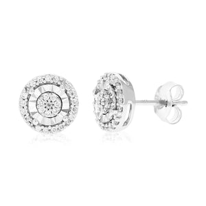 1/4 cttw Stud Earrings for Women, Round Lab Grown Diamond Stud Earrings in .925 Sterling Silver, Prong Setting