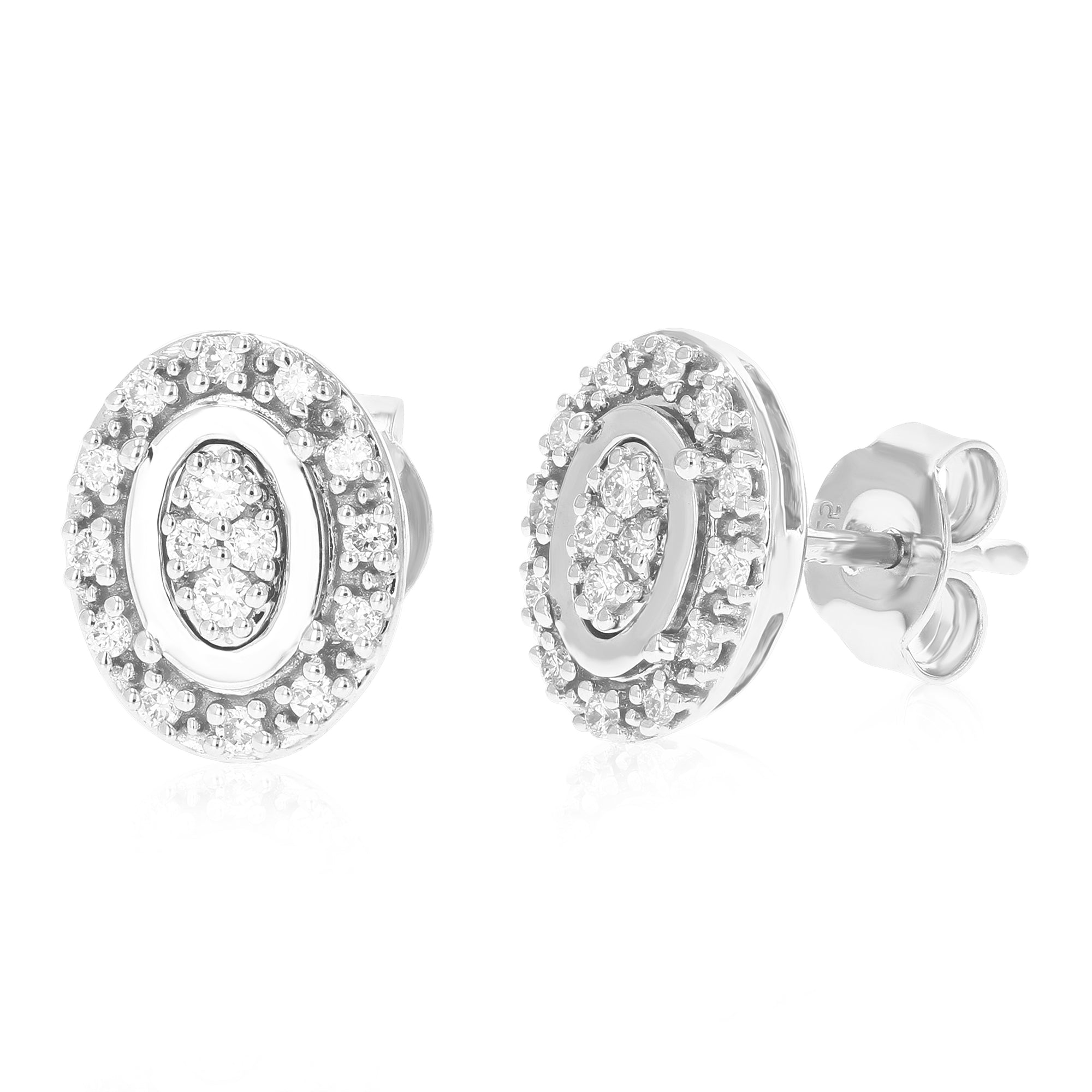 1/4 cttw Stud Earrings for Women, Round Lab Grown Diamond Stud Earrings in .925 Sterling Silver, Prong Set, 1/2 Inch