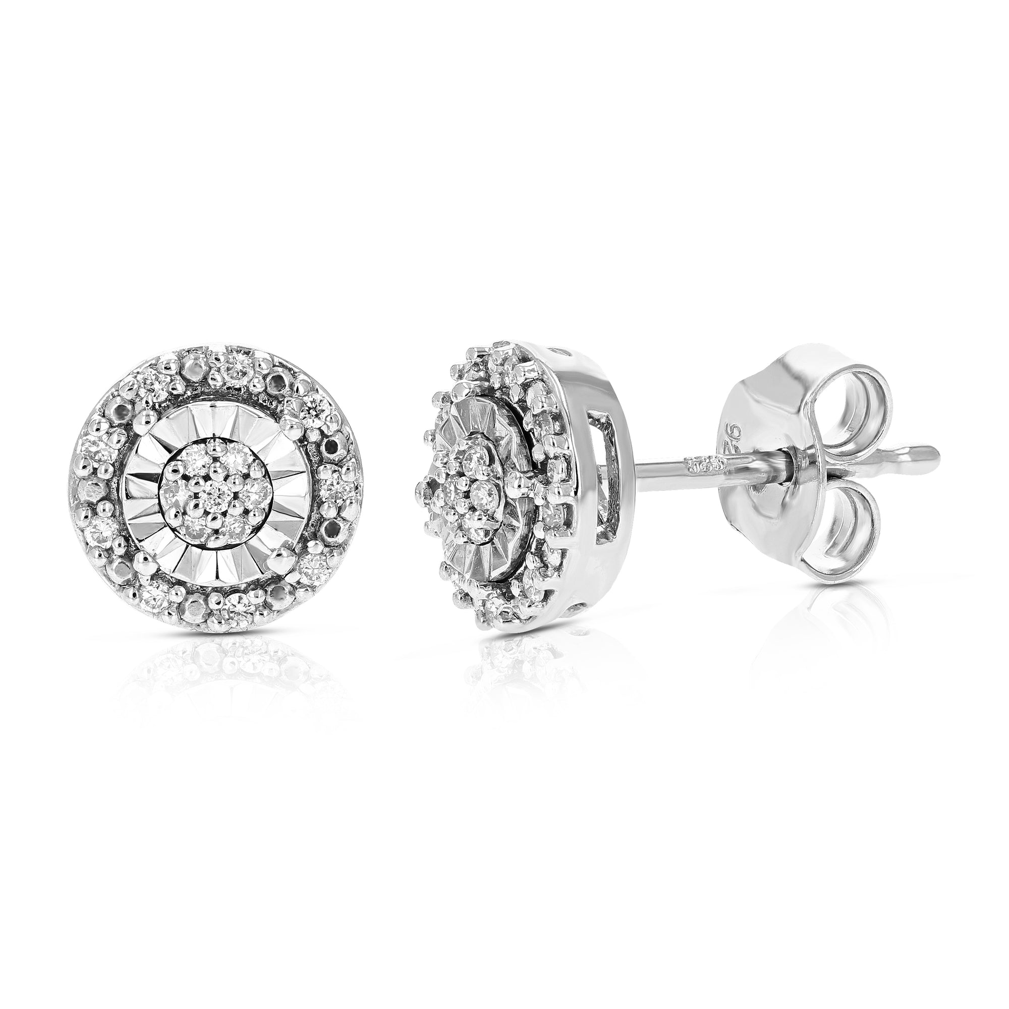 1/10 cttw Stud Earrings for Women, Round Lab Grown Diamond Stud Earrings in .925 Sterling Silver, Prong Setting