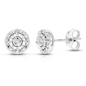 1/10 cttw Stud Earrings for Women, Round Lab Grown Diamond Stud Earrings in .925 Sterling Silver, Prong Setting