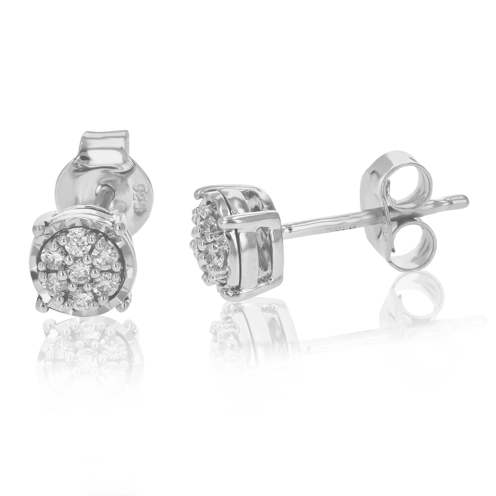 1/6 cttw Stud Earrings for Women, Round Lab Grown Diamond Stud Earrings in .925 Sterling Silver, Prong Setting