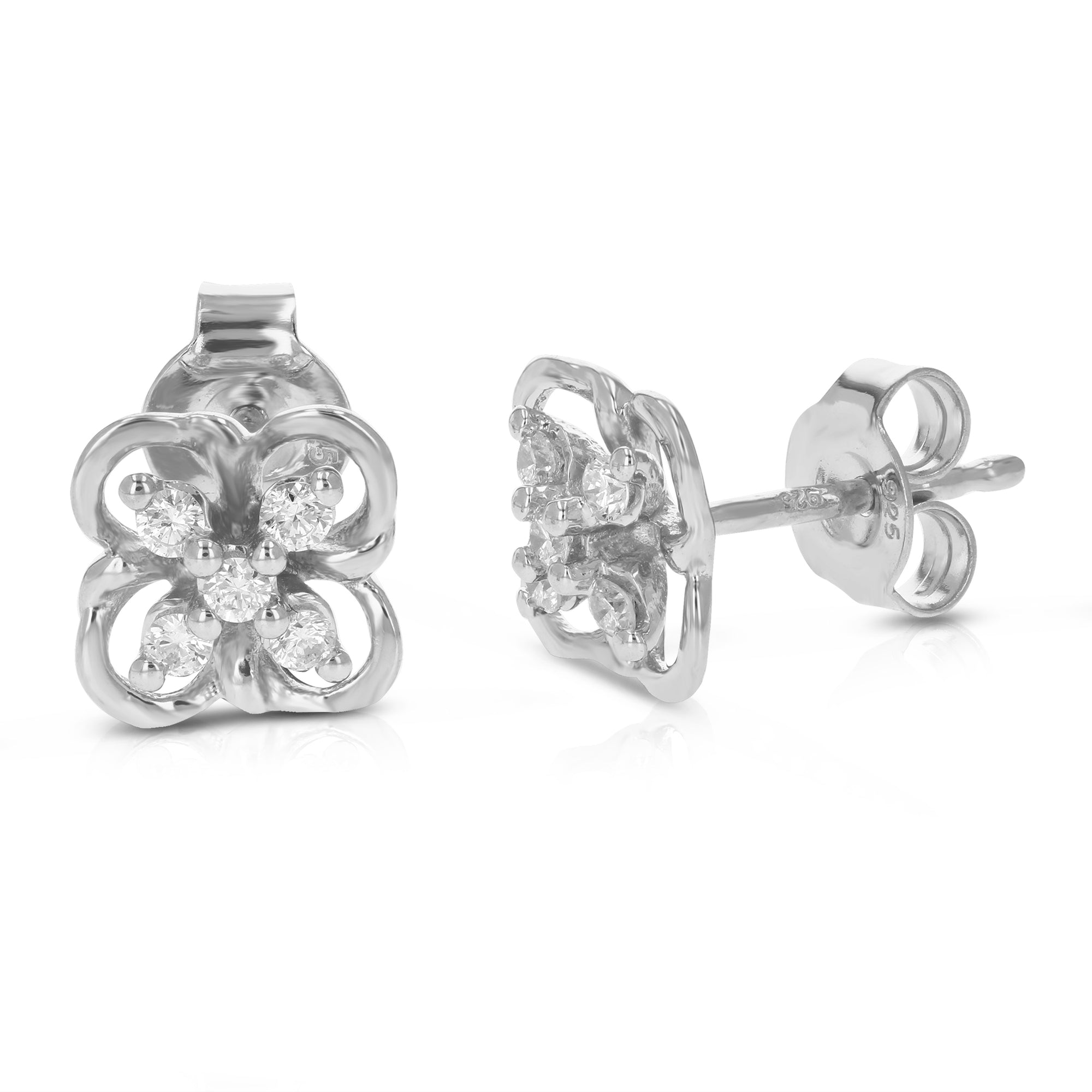 1/5 cttw Stud Earrings for Women, Round Lab Grown Diamond Stud Earrings in .925 Sterling Silver, Prong Setting