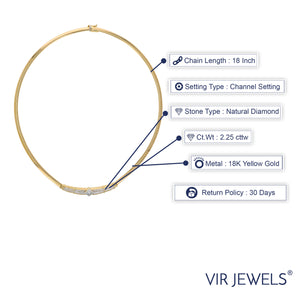 2.25 cttw Diamond Antique Necklace for Women in 18K Yellow Gold, Channel Setting