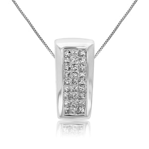 1/3 cttw Diamond Pendant, Princess Diamond Pendant Necklace for Women in 14K White Gold with 18 Inch Chain, Channel Setting