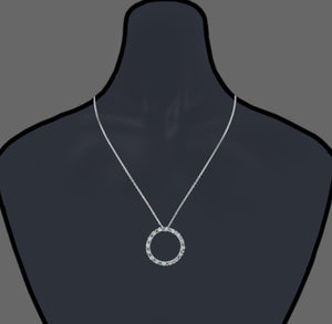 1/2 cttw Blue and White Diamond Circle Pendant Necklace 14K White Gold and Chain