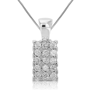 1/2 cttw Diamond Pendant, Emerald Shape Diamond Pendant Necklace for Women in 14K White Gold with 18 Inch Chain, Prong Setting