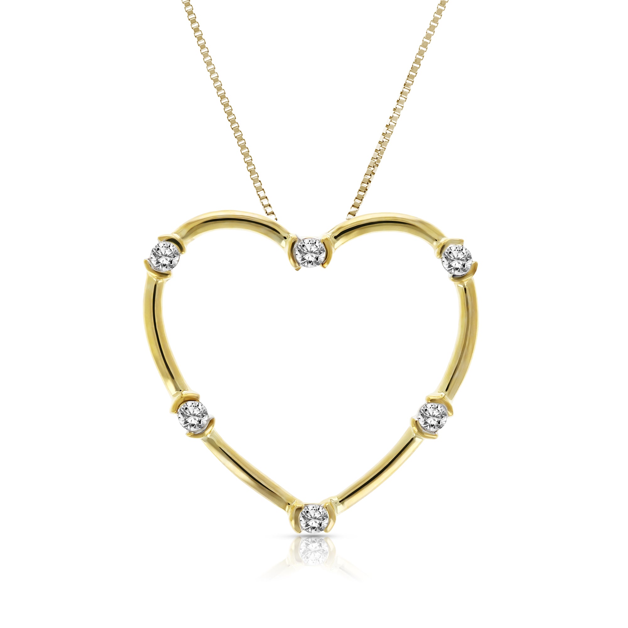 1/5 cttw Diamond Heart Pendant Necklace 10K Yellow Gold with 18 Inch Chain