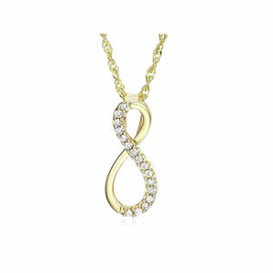 1/10 cttw Diamond Infinity Pendant In 10K Yellow Gold with 18 Inch Chain