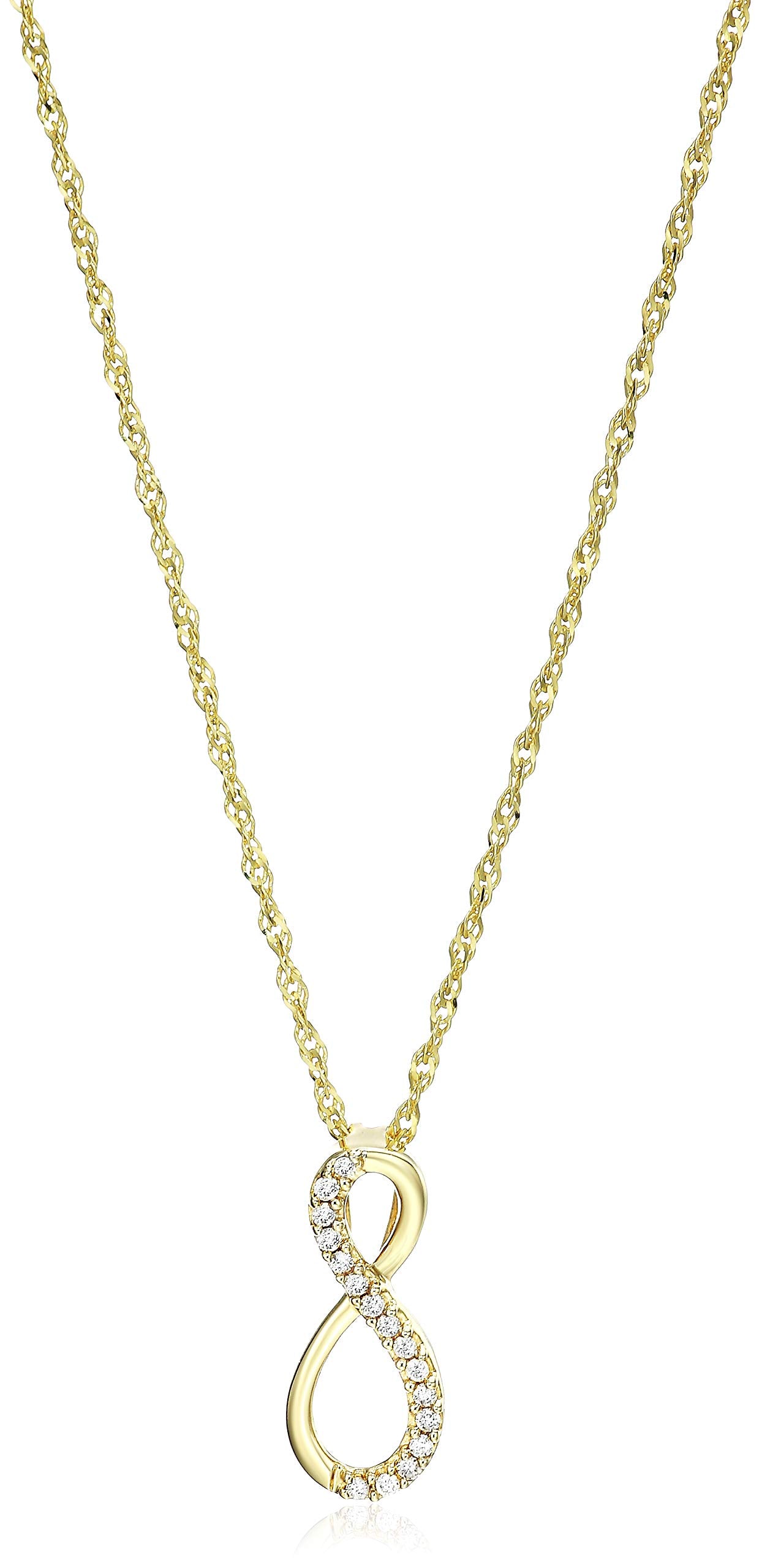 1/10 cttw Diamond Infinity Pendant In 10K Yellow Gold with 18 Inch Chain