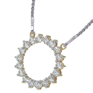 2 cttw Diamond Pendant, Diamond Circle Pendant Necklace for Women in 18K Yellow Gold with 18 Inch Chain, Prong Setting