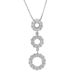5/8 cttw Diamond Pendant, Diamond 3 Stone Cluster Pendant Necklace for Women in 18K White Gold with 18 Inch Chain, Prong Setting