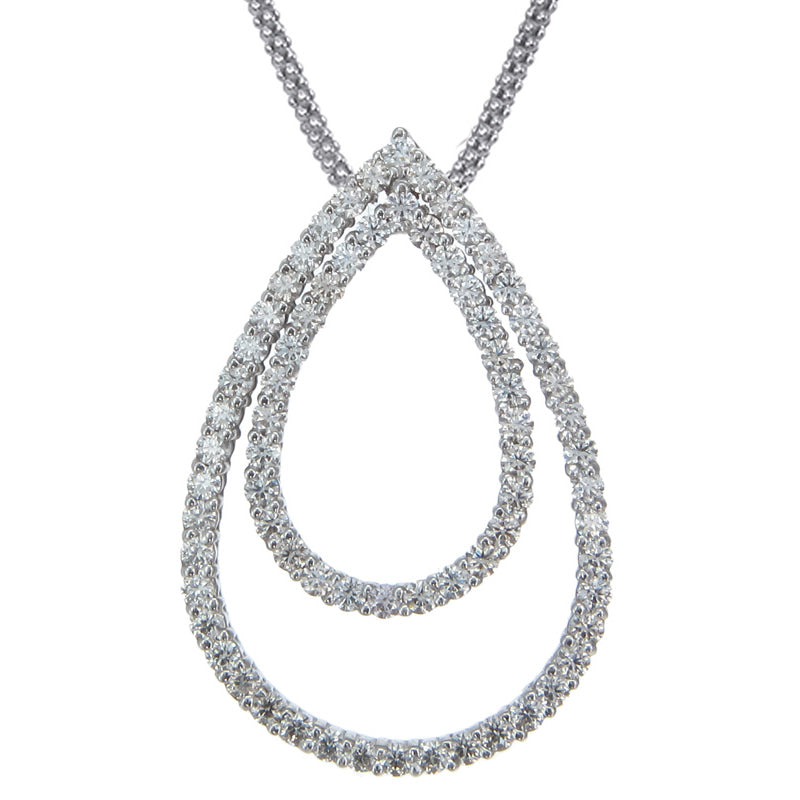 0.90 cttw Diamond Pendant, Diamond Pear Pendant Necklace for Women in 18K White Gold with 18 Inch Chain, Prong Setting