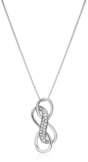 1/10 cttw Diamond Double Infinity Pendant 10K White Gold with 18 Inch Chain