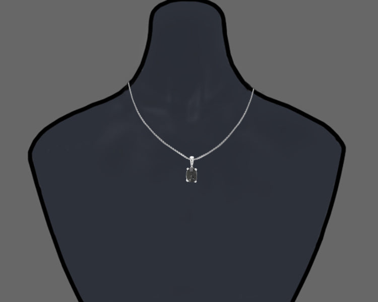 2 cttw Diamond Pendant, Black Diamond Oval Shape Pendant Necklace for Women in .925 Sterling Silver with 18 Inch Chain, Prong Setting
