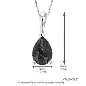 2.50 cttw Diamond Pendant, Black Diamond Pear Shape Pendant Necklace for Women in .925 Sterling Silver with 18 Inch Chain, Prong Setting