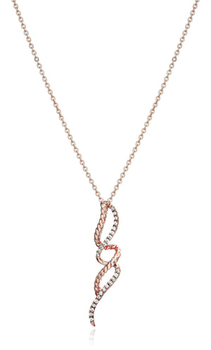1/10 cttw Diamond Swirl Pendant Necklace 14K White and Rose Gold with Chain