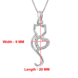 1/10 cttw Diamond Cat Pendant In 14K White Gold with 18 Inch Chain