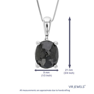 3.50 cttw Diamond Pendant, Black Diamond Oval Shape Pendant Necklace for Women in .925 Sterling Silver with 18 Inch Chain, Prong Setting