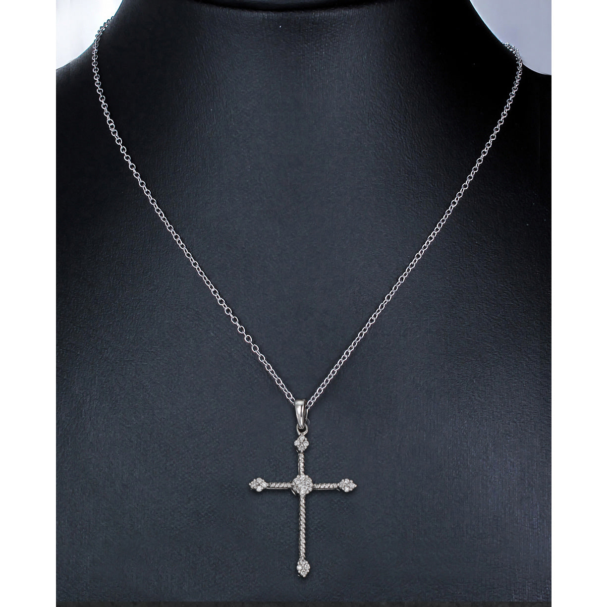 1/4 cttw Diamond Pendant, Diamond Cross Pendant Necklace for Women in 14K White Gold with 18 Inch Chain, Prong Setting