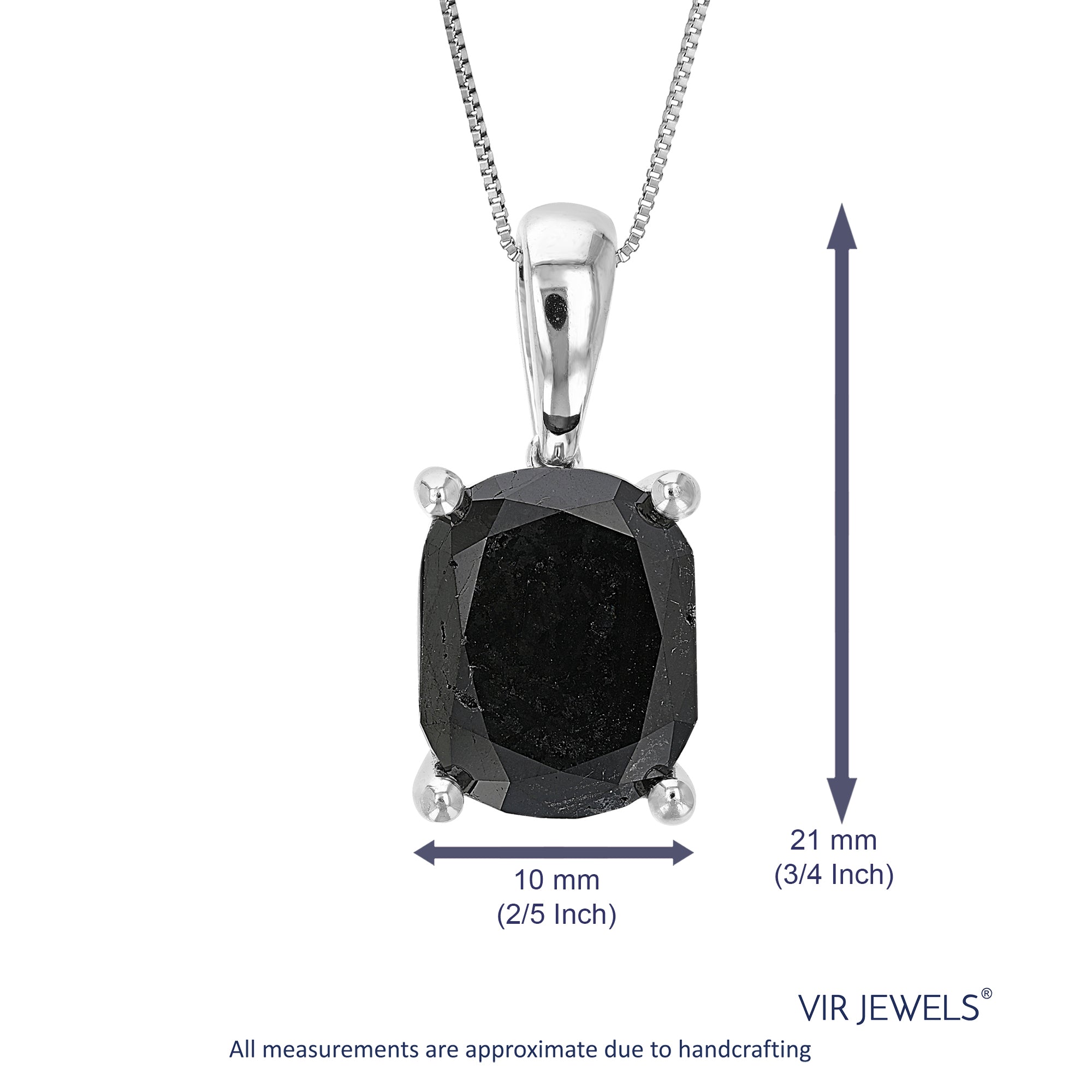 8 cttw Diamond Pendant, Black Diamond Oval Shape Pendant Necklace for Women in .925 Sterling Silver with 18 Inch Chain, Prong Setting
