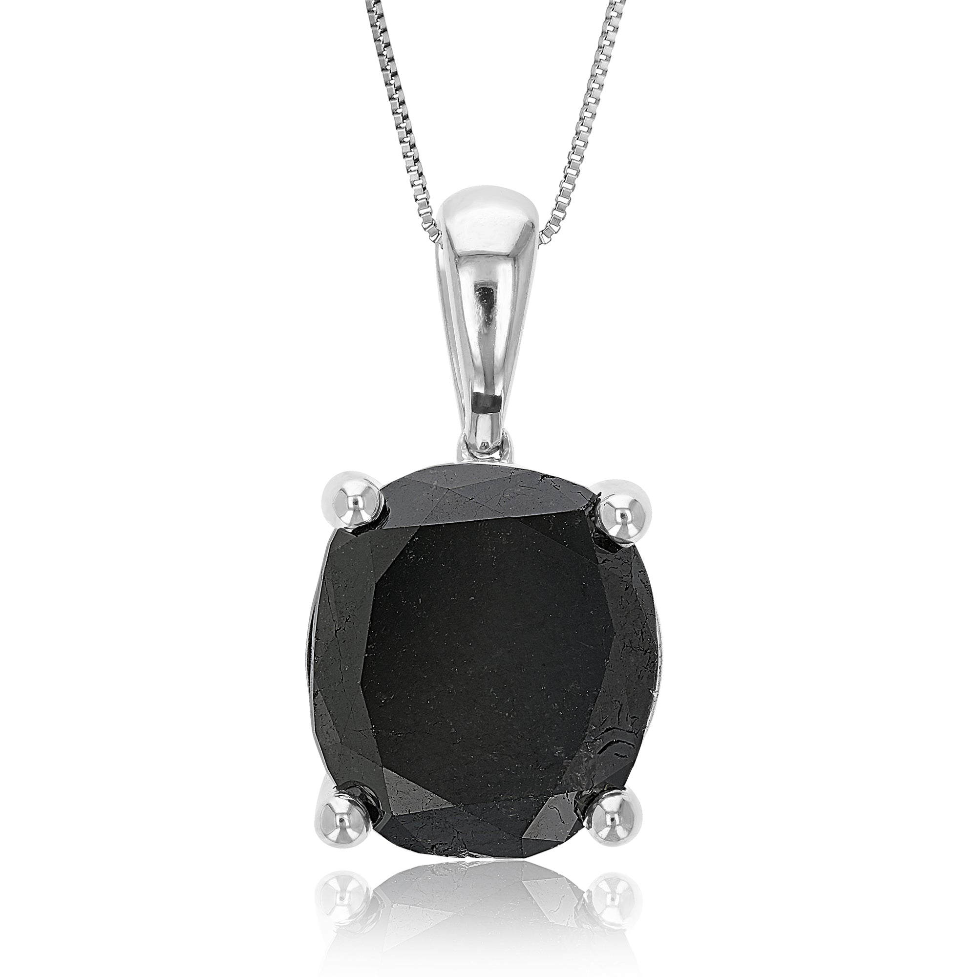 9.50 cttw Diamond Pendant, Black Diamond Oval Shape Pendant Necklace for Women in .925 Sterling Silver with 18 Inch Chain, Prong Setting