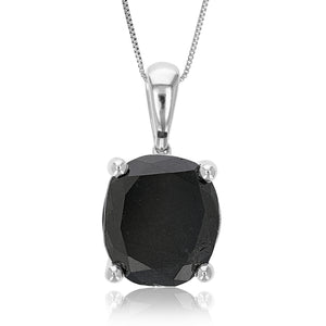 9.50 cttw Diamond Pendant, Black Diamond Oval Shape Pendant Necklace for Women in .925 Sterling Silver with 18 Inch Chain, Prong Setting