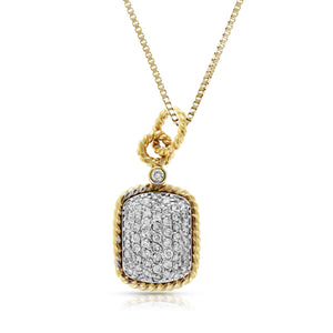 1/2 cttw Diamond Pendant, Emerald Shape Diamond Composite Cluster Pendant Necklace for Women in 14K Yellow Gold with 18 Inch Chain, Prong Setting