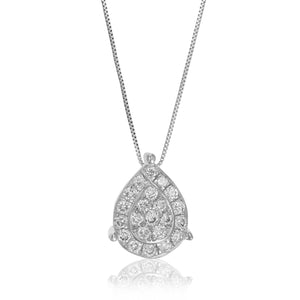 1/5 cttw Diamond Pendant Necklace for Women, Lab Grown Diamond Pear Shape Pendant Necklace in .925 Sterling Silver with Chain, Size 1/3 Inch